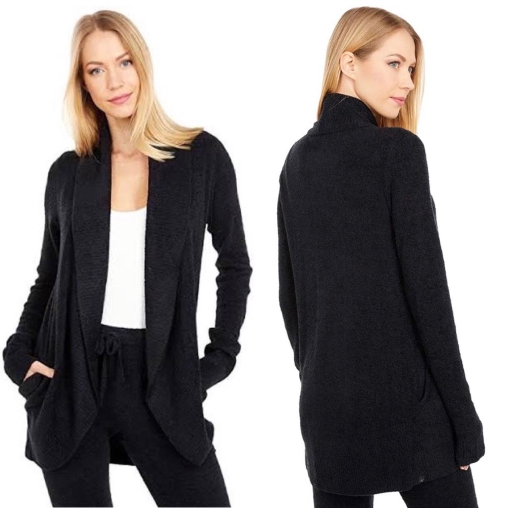Barefoot Dreams Cozychic Lite Circle Cardi In Black